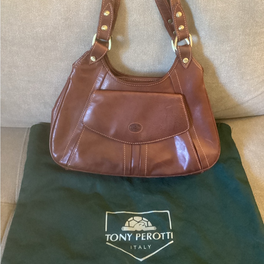 NOS Vintage Tony Perotti Cognac Leather Women’s Shoulder Bag NEW